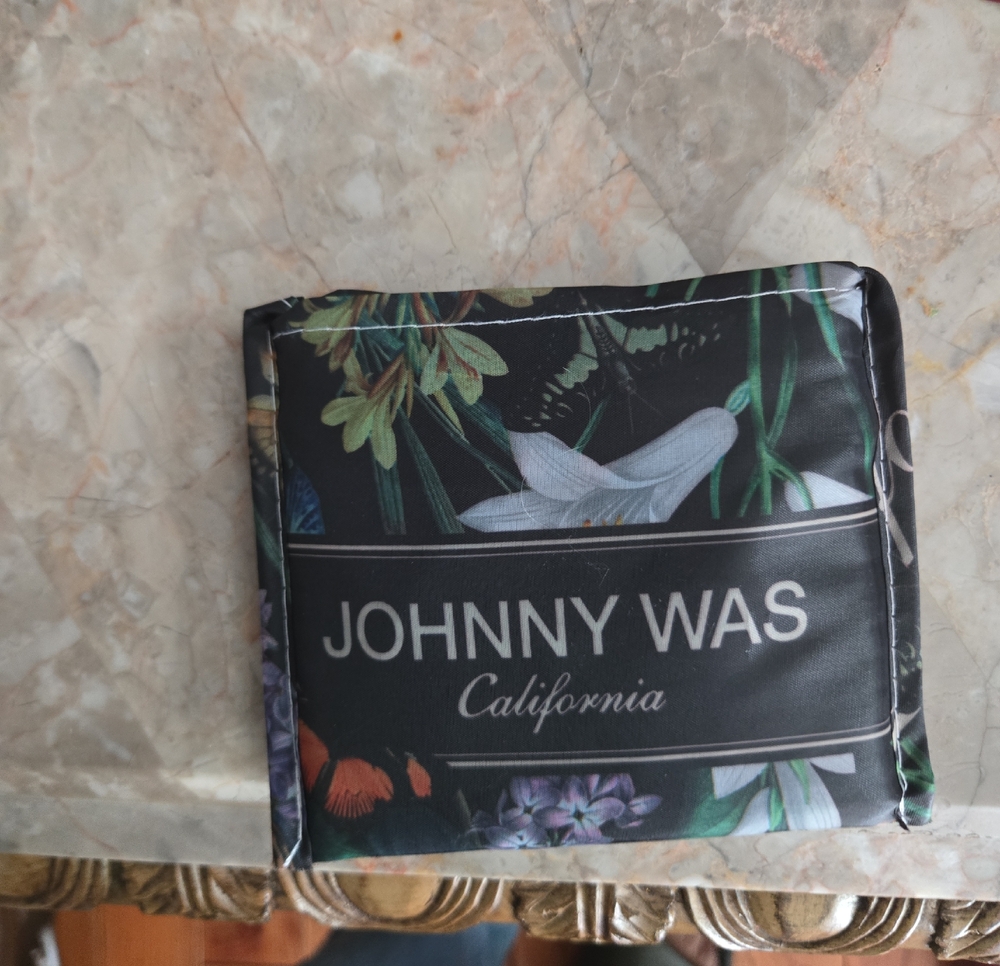 Johnny Was Black Floral Foldable Travel Pouch